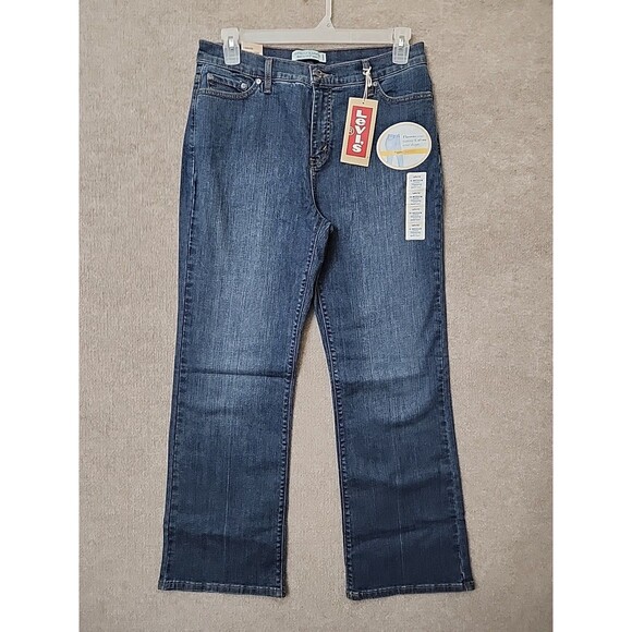 Levis 512 Perfectly Slimming Bootcut Jeans Women 16 Blue Medium Wash Stretch NEW - Picture 1 of 10